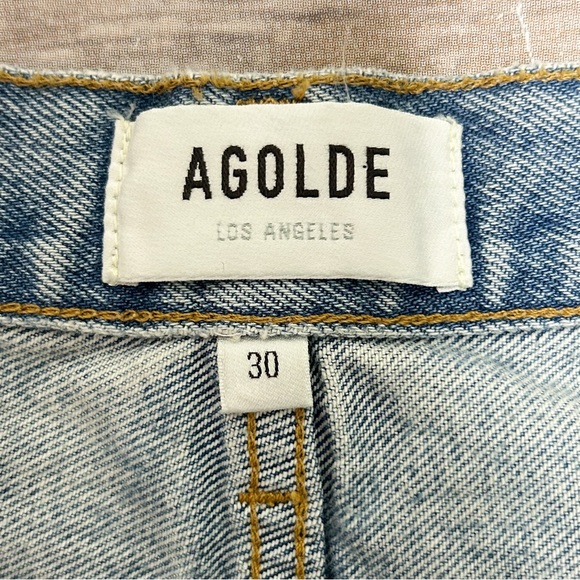 Agolde Curio Light Wash Mid Rise Relaxed Boot Cut Off Distressed Jeans 30 NWT - Picture 9 of 13